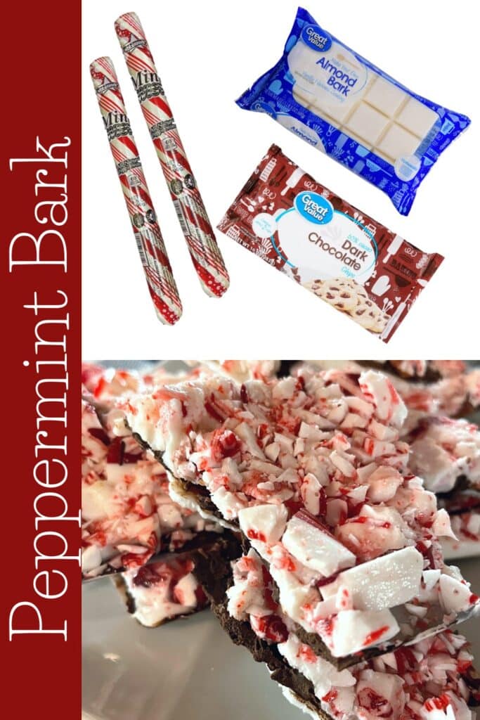 Ingredients for peppermint bark candy