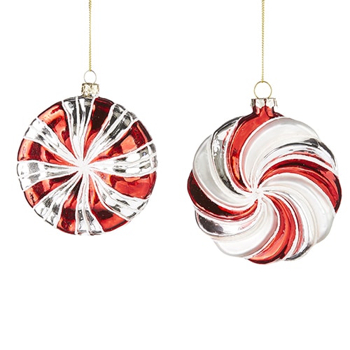glass peppermint swirl ornaments