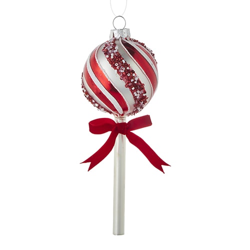 10" glass peppermint lollipop