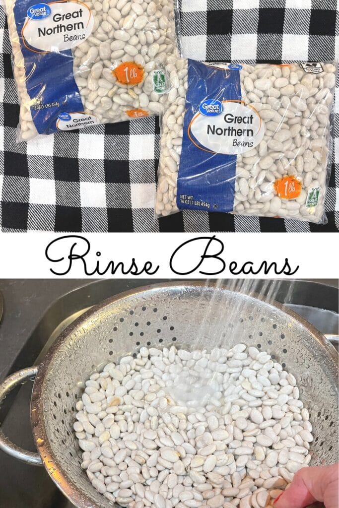 rinse dried beans under running water