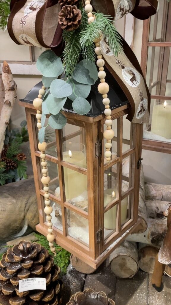 lantern decorated with wood beads