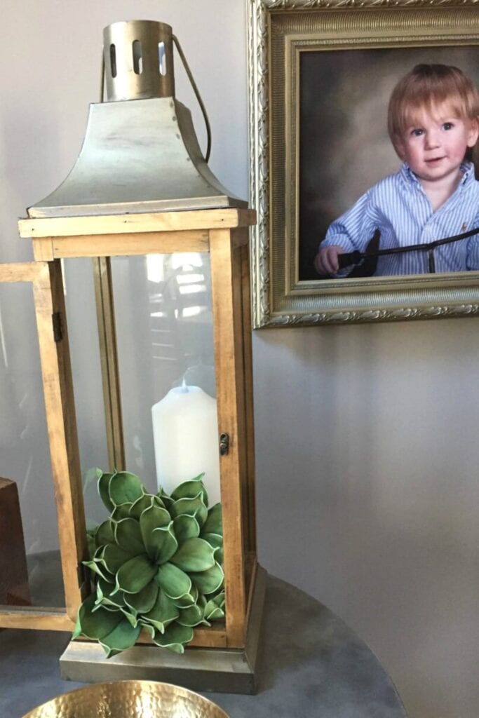 spring lantern idea with succulents