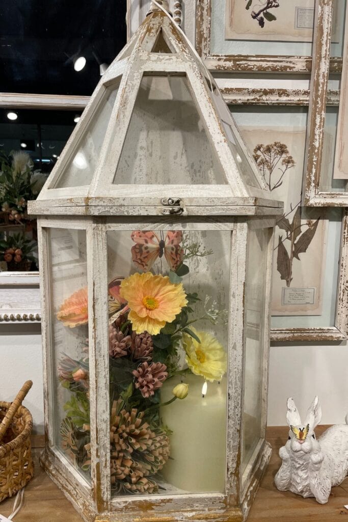 decorate a lantern with florals and candles
