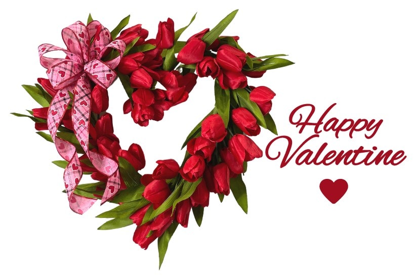 red tulip wreath in shape of a heart tutorial
