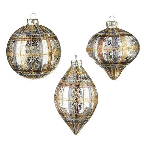plaid mercury ornaments