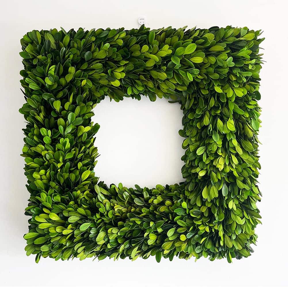 real, dried boxwood wreath, square