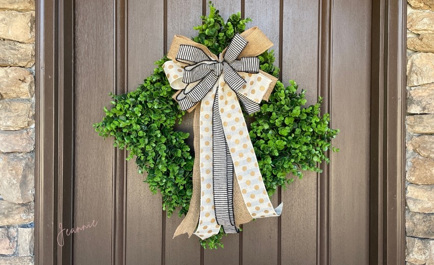 everyday wreath bow tutorial with neutral ribbons