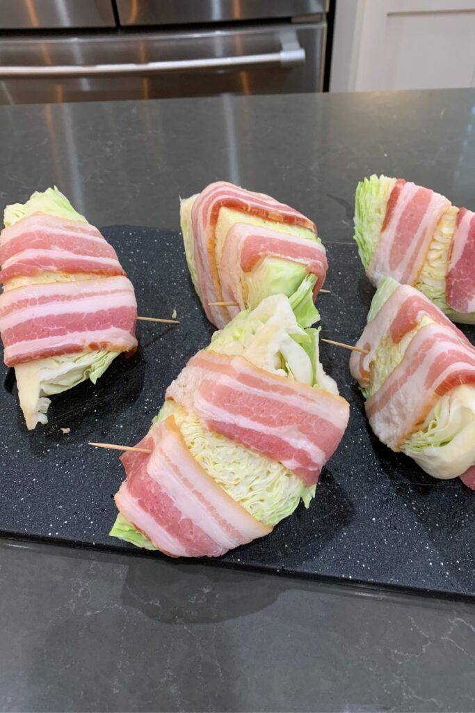 bacon wrapped cabbage