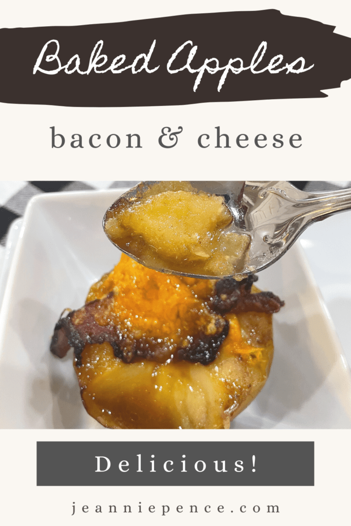 baked apples with bacon cheese brown sugar, butter and cinnamon