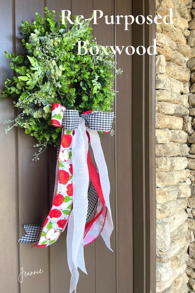 repurpose boxwood wreath with bow