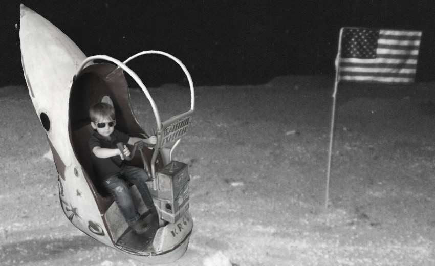 satellite explorer rocket kiddie ride from 1960's