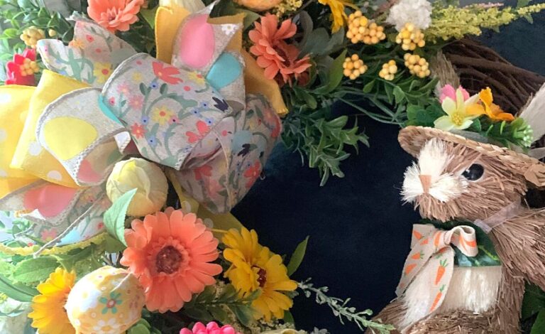 spring wreath with bunny