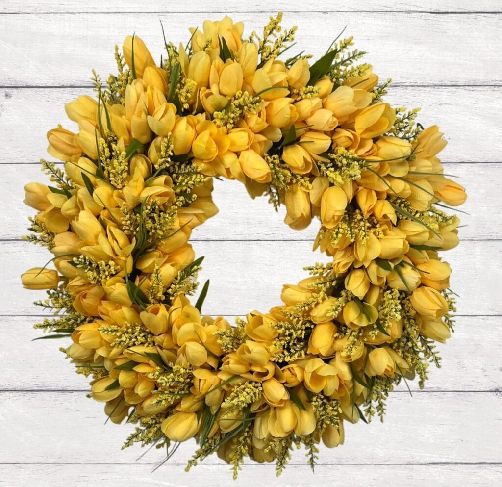 faux yellow tulip wreath