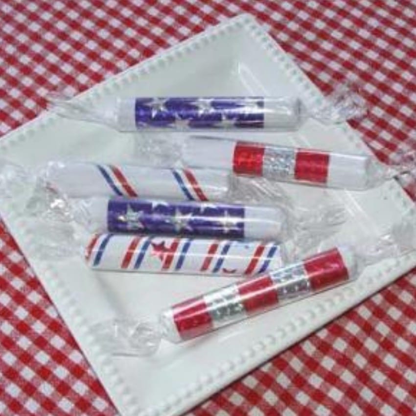 roll up candy in patriotic paper