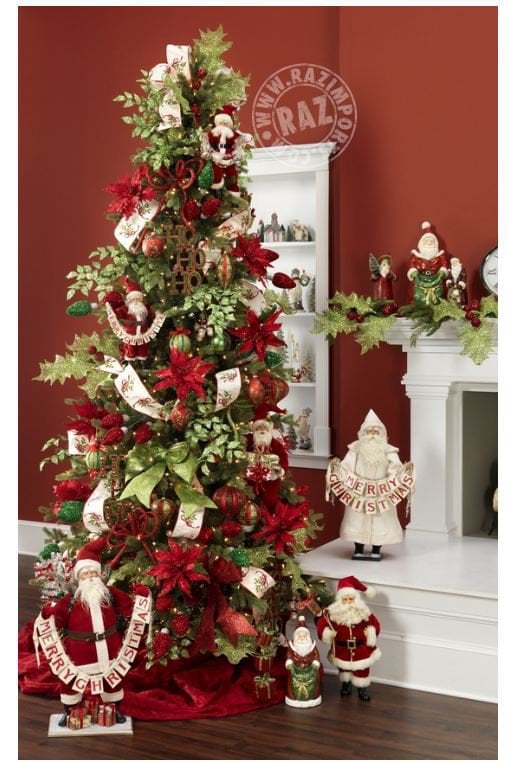 merry mistletoe tree with santas