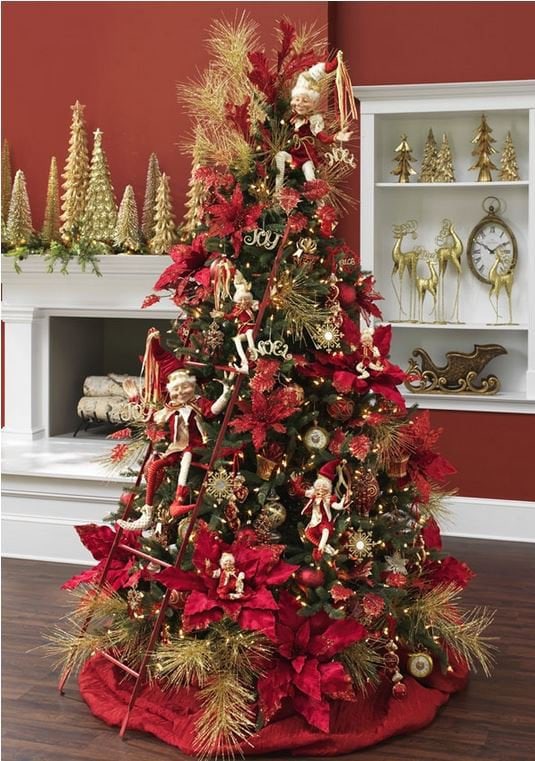 red and gold christmas tree