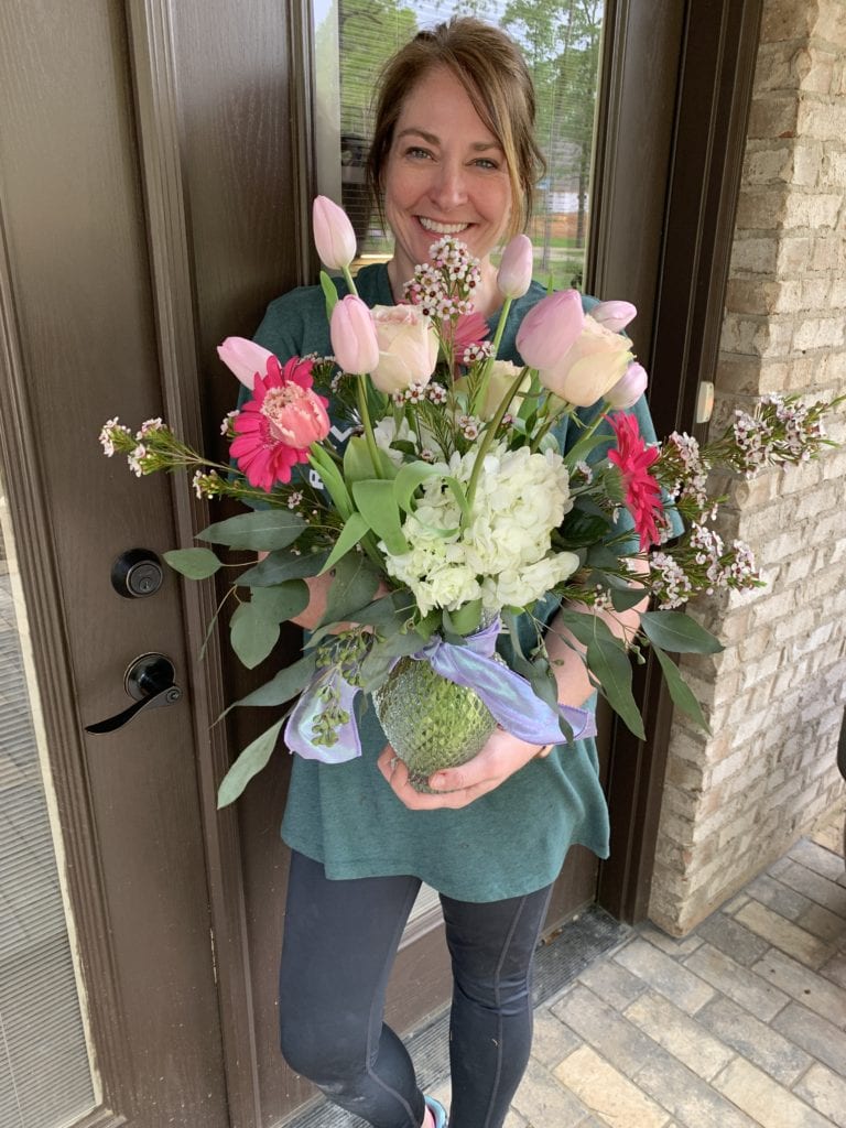 carrie delivering beautiful flowers from trendy Tree
