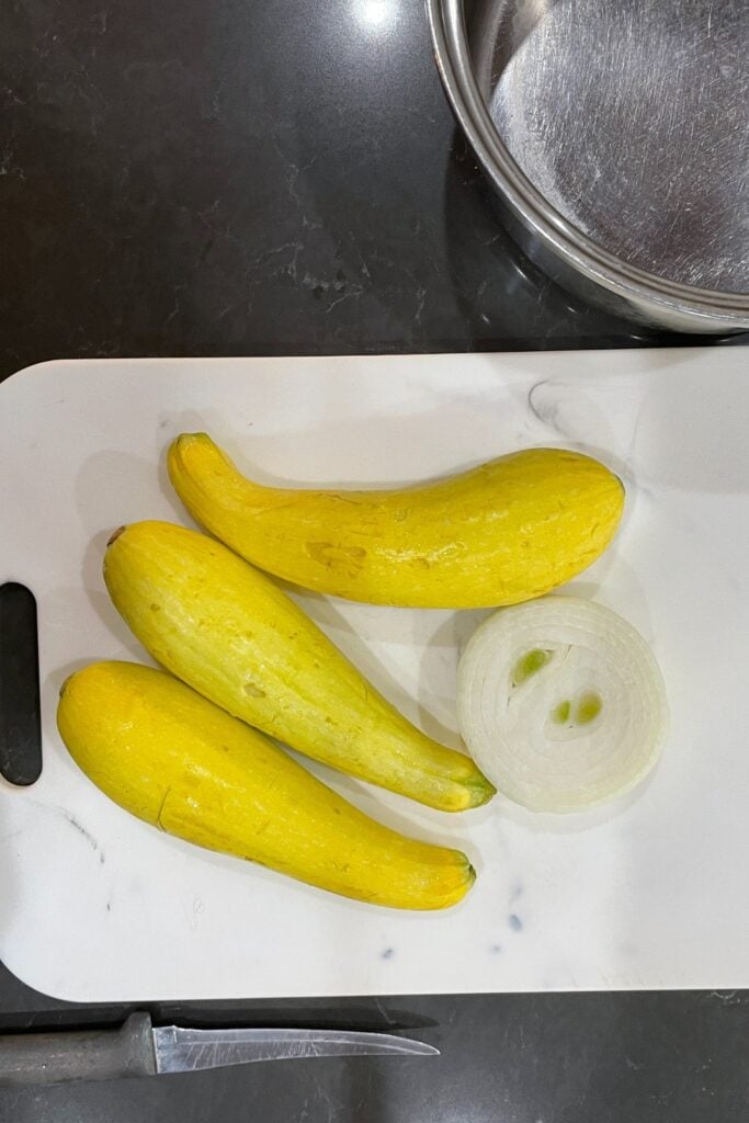 yellow summer squash and onion for a casserole