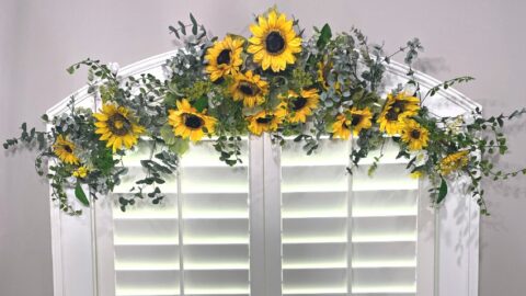 diy eucalyptus garland with sunflowers