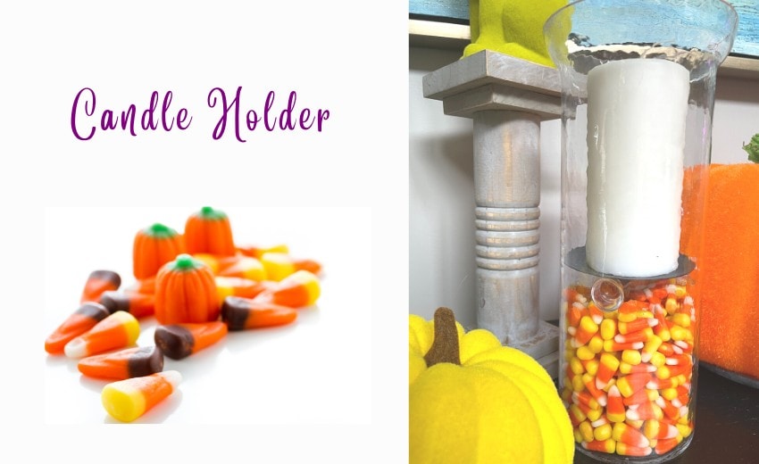 use candy corn as a filler for battery candles during the fall and for halloween