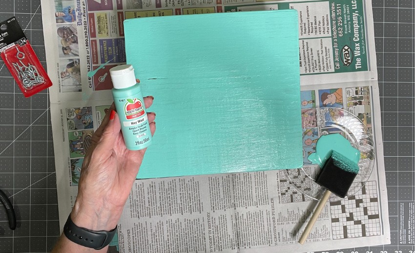 paint wood with two coats of craft paint
