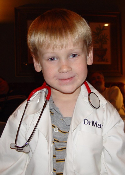 Aj dressed up as a doctor