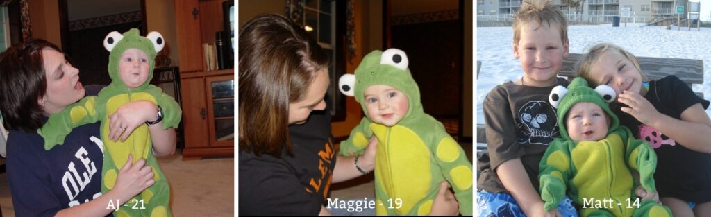 frog halloween costume that all the grandchildren wore