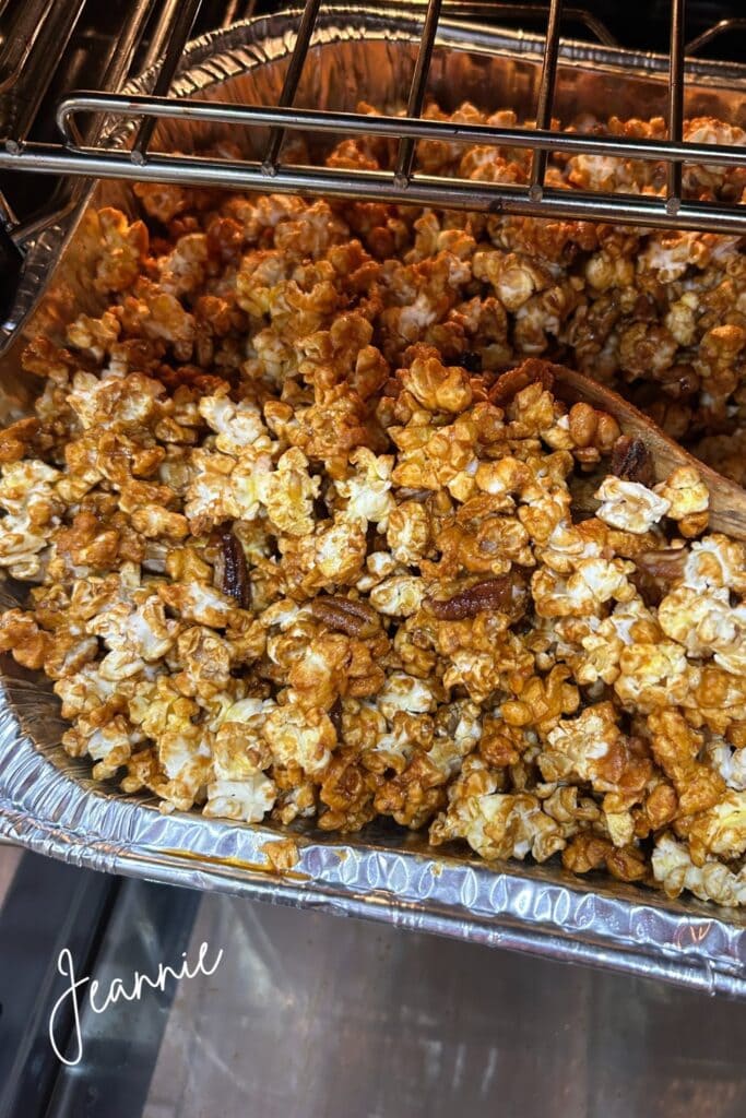 bake caramel corn for one hour