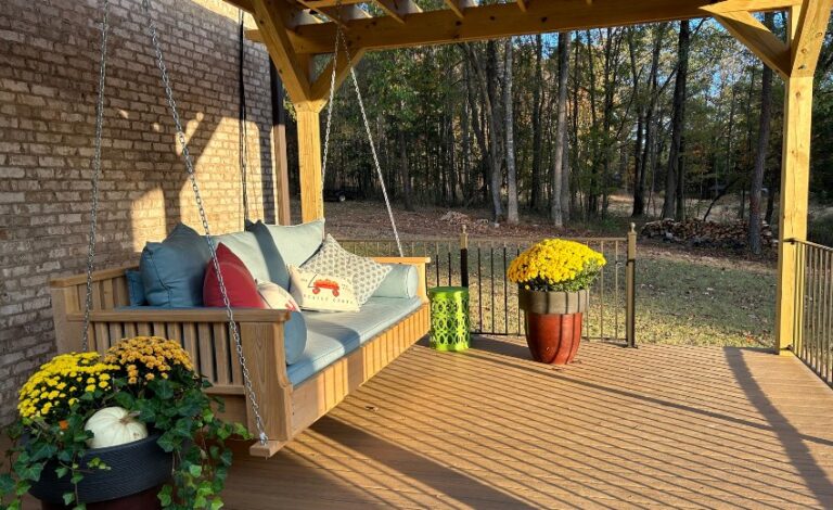 bed swing on back porch