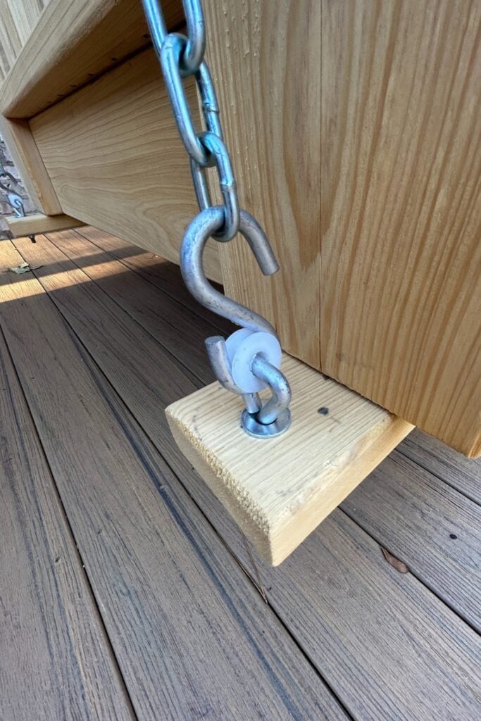 attaching chain to a bed swing
