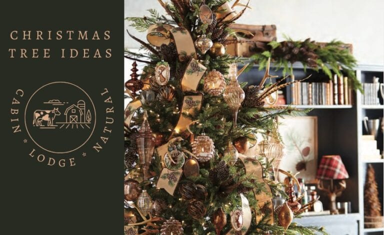 cabin, lodge, natural christmas tree ideas
