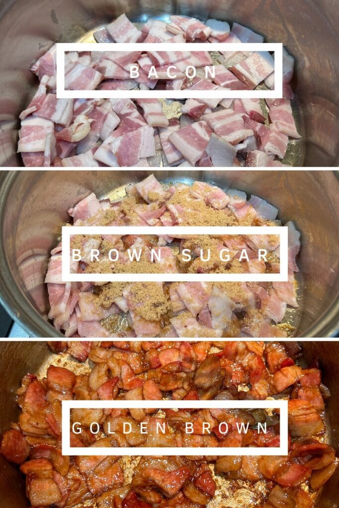brown chopped up bacon with brown sugar