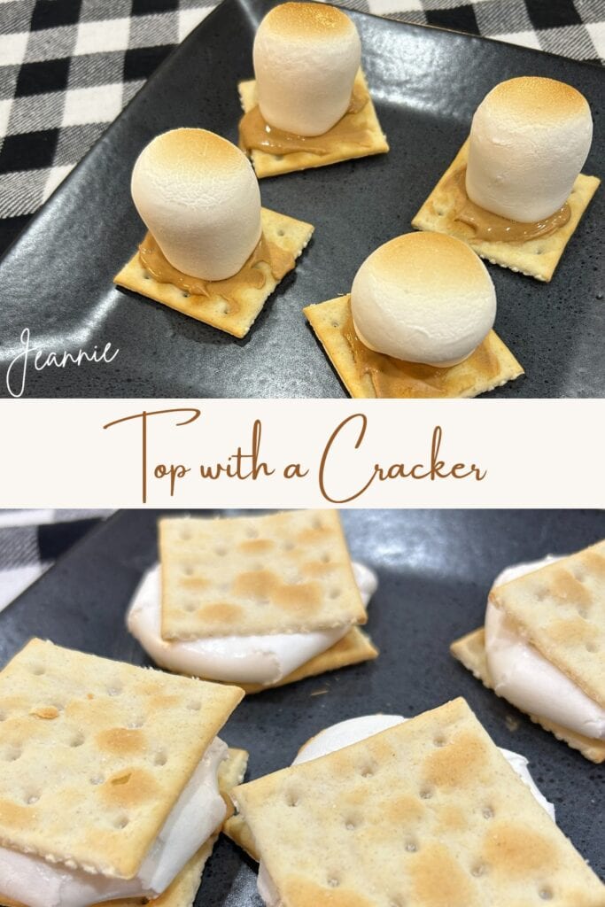 s'mores with peanut butter, saltines, and marshmallows