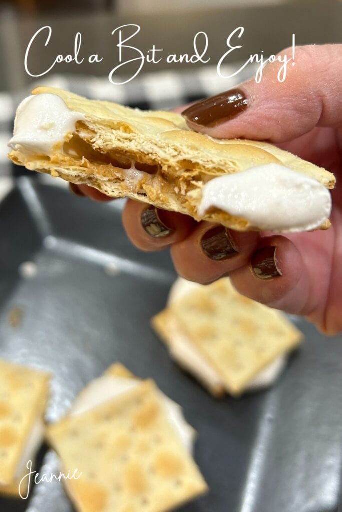 my grandmother's s'mores made with peanut butter, saltine and melted marshmallow