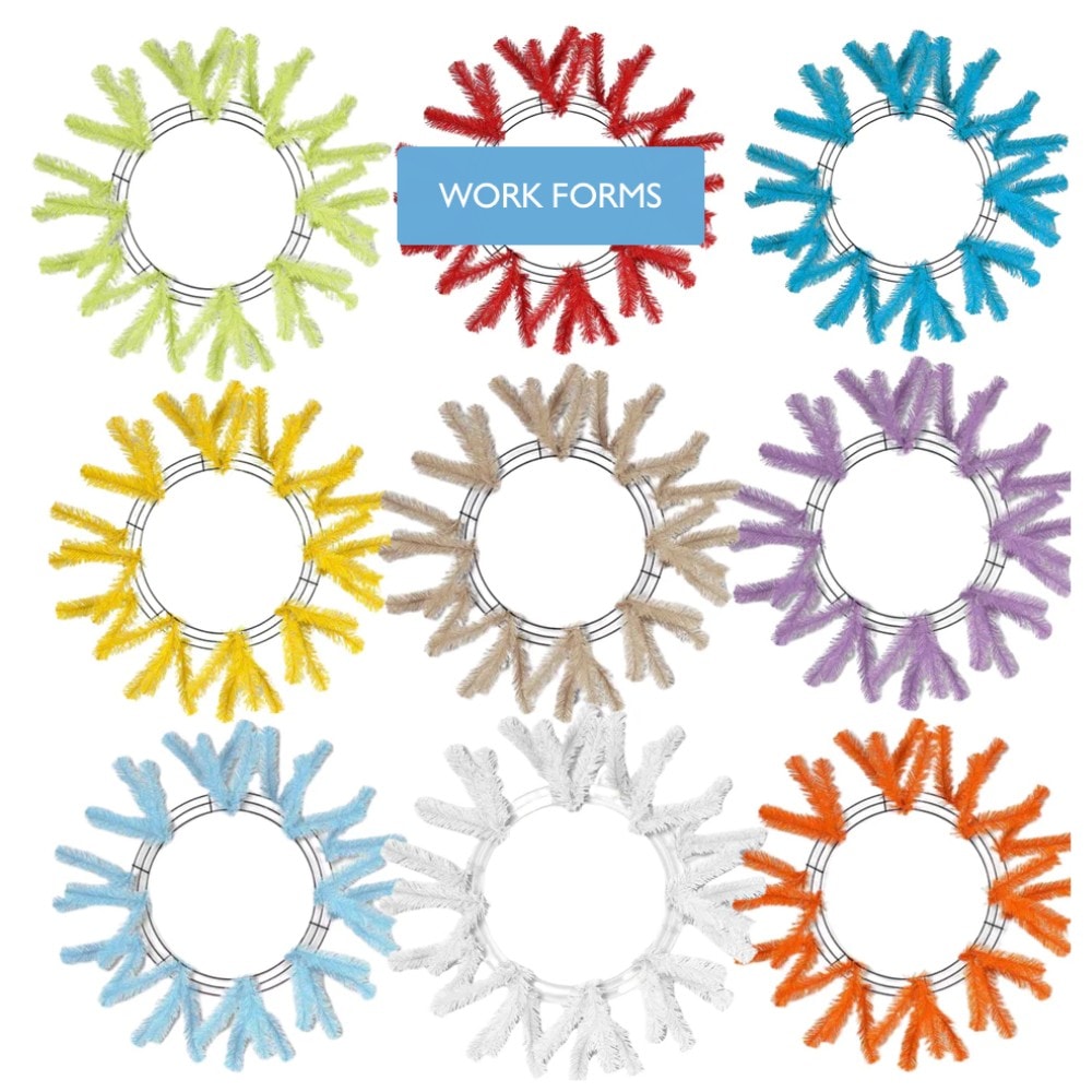 wreath forms in all colors and many different shapes at Trendy Tree
