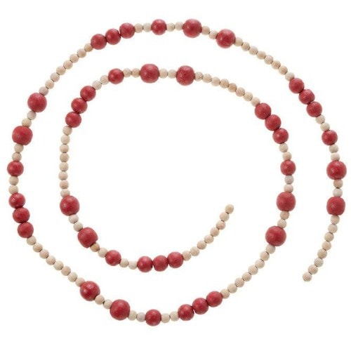 G400674 red natural wood bead garland