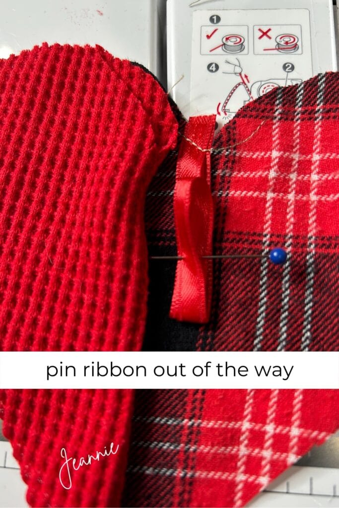 pin ribbon up out of the way