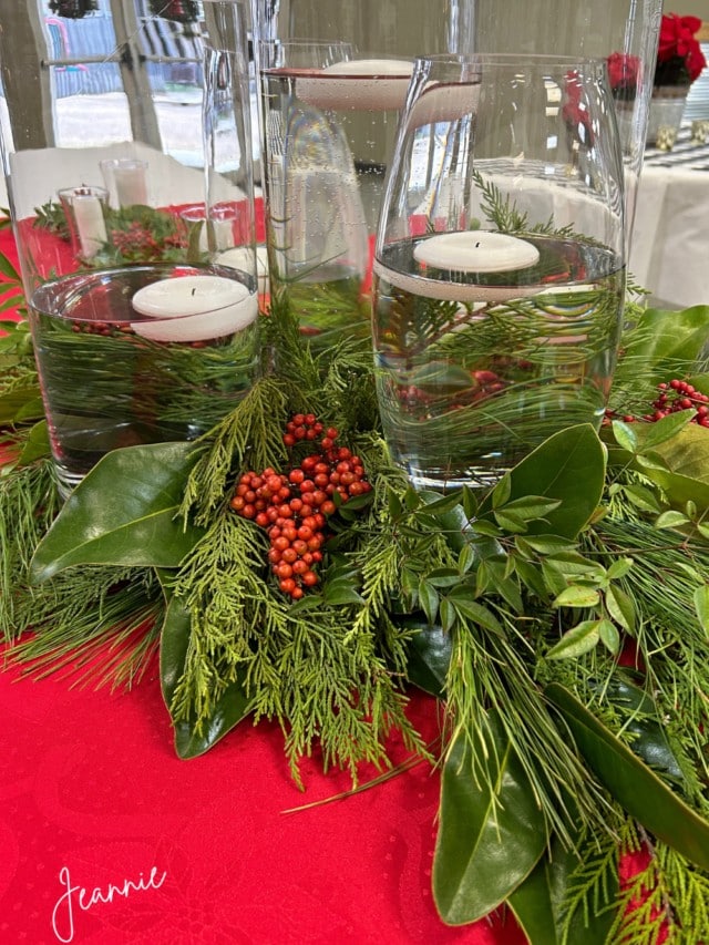 Easy Centerpiece Greenery, Vases, & Floating Candles Jeannie Pence