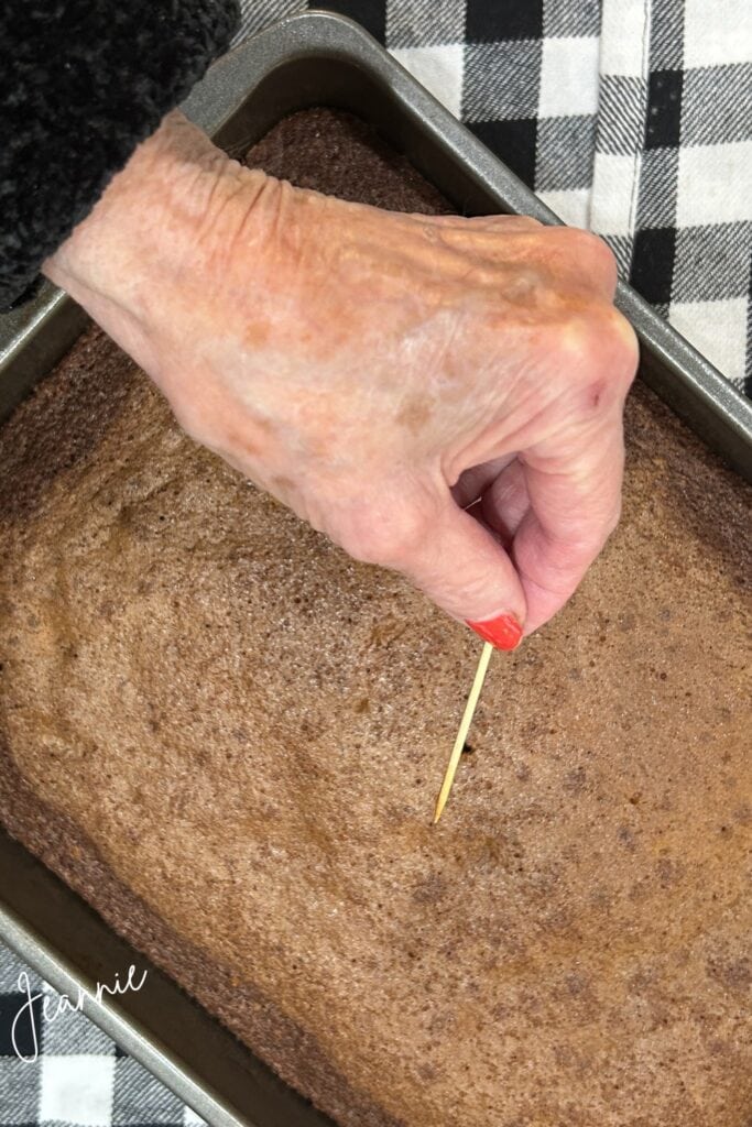 toothpick test to test for doneness of a cake