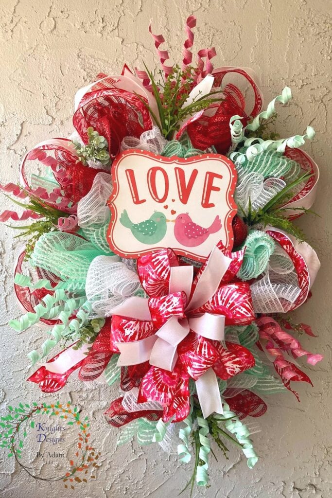 valentine wreath with love birds sign from Trendy Tree