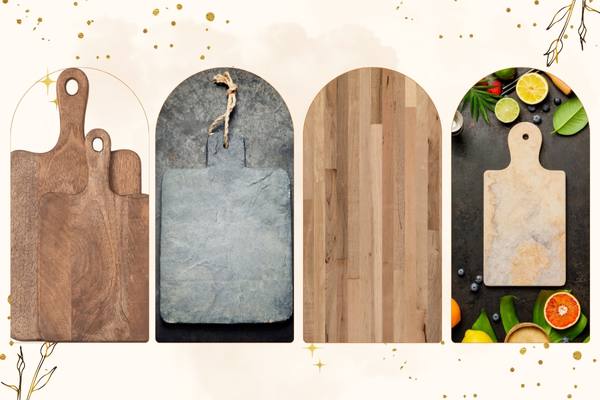 charcuterie boards from different materials, wood, slate, butcherblock, marble