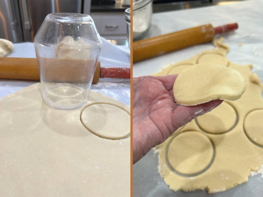 old fashioned tea cake cookie rolled out and cut with a glass