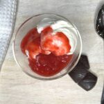 sugar-free homemade strawberry topping over vanilla ice cream