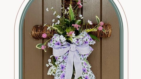 twig cross spring floral with a lavender bow