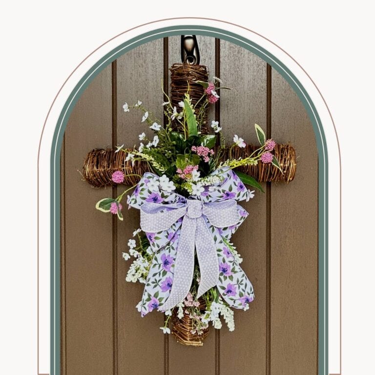 twig cross spring floral with a lavender bow