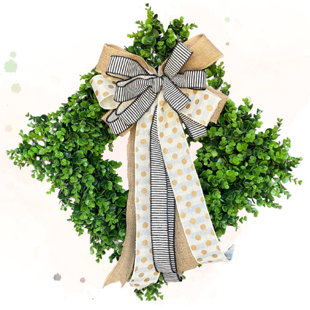 how to make a wreath bow for a boxwood wreath