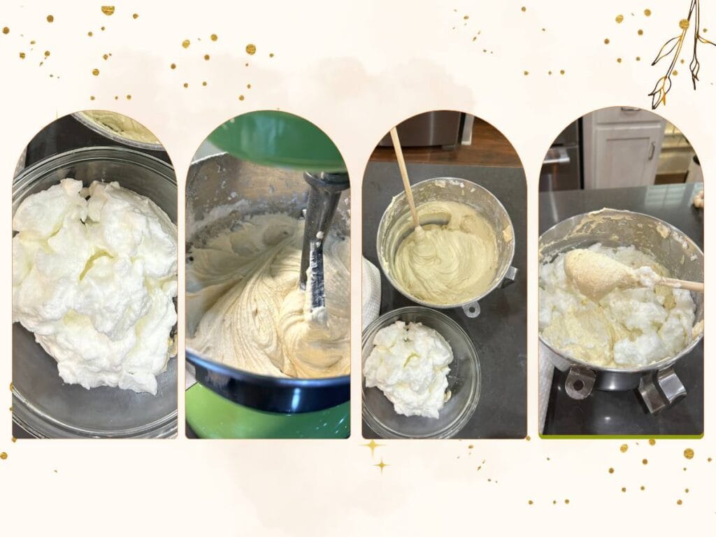 whipped egg white, batter mixture, fold in egg whites gently