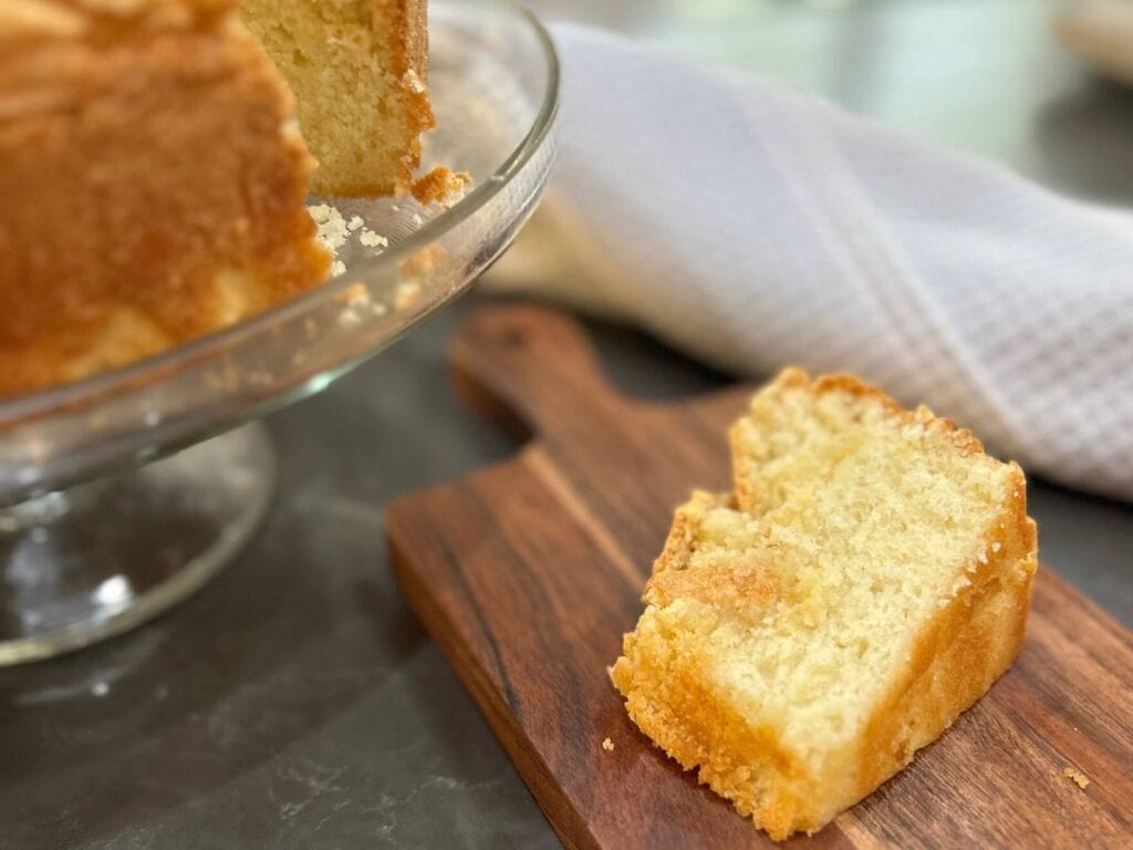 slice of freshly baked pound cake