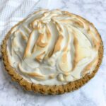 reduced sugar caramel pie with meringue topping