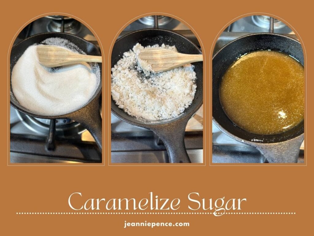 stages of caramelizing sugar